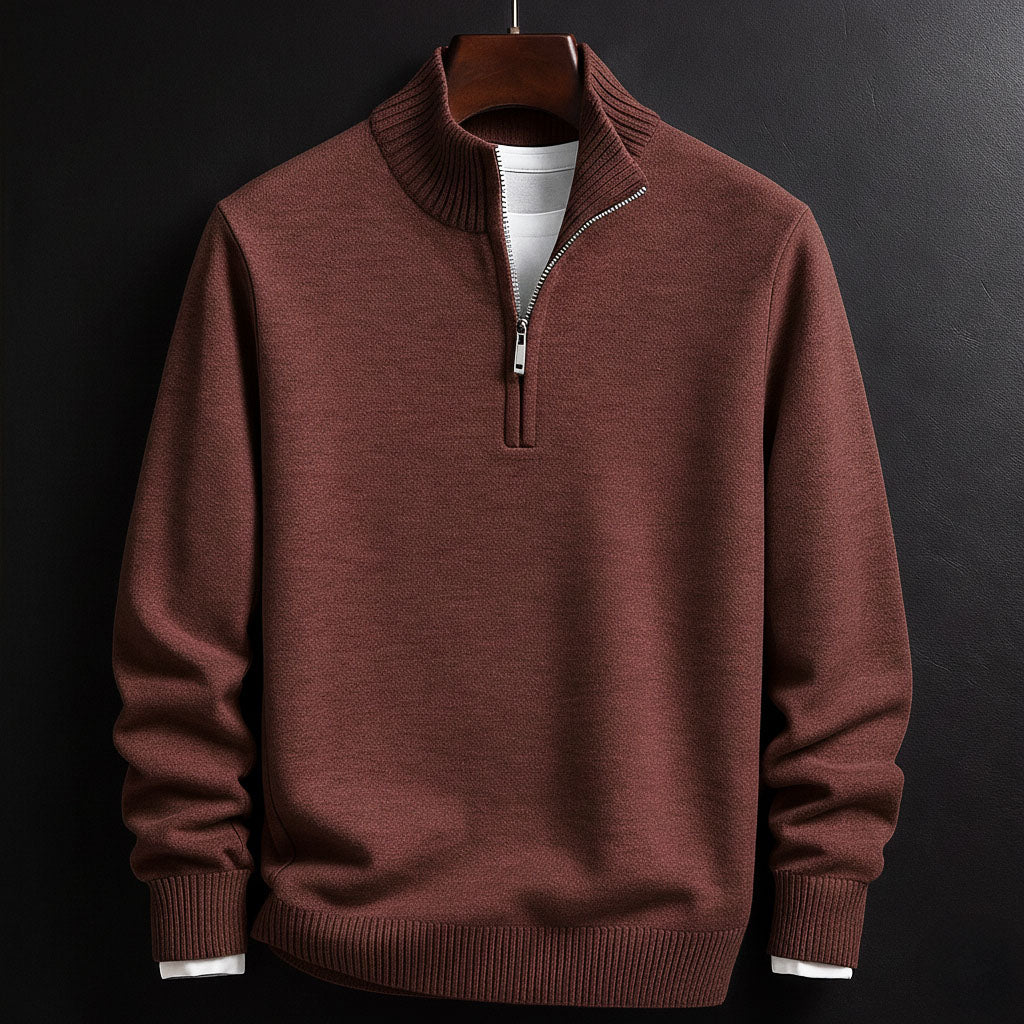 RUGGERI MILANO™ | MAGLIONE SEMI-ZIP ADERENTE A COLLO ALTO