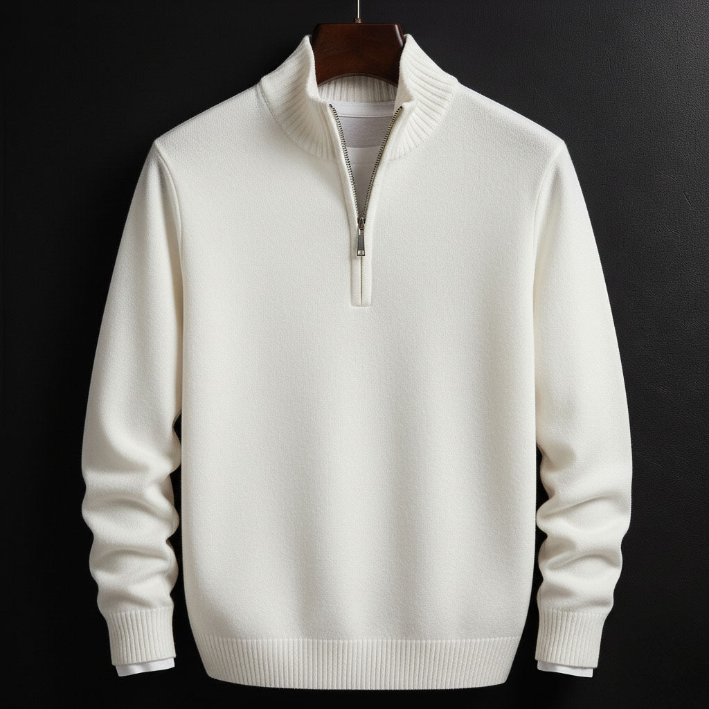 RUGGERI MILANO™ | MAGLIONE SEMI-ZIP ADERENTE A COLLO ALTO