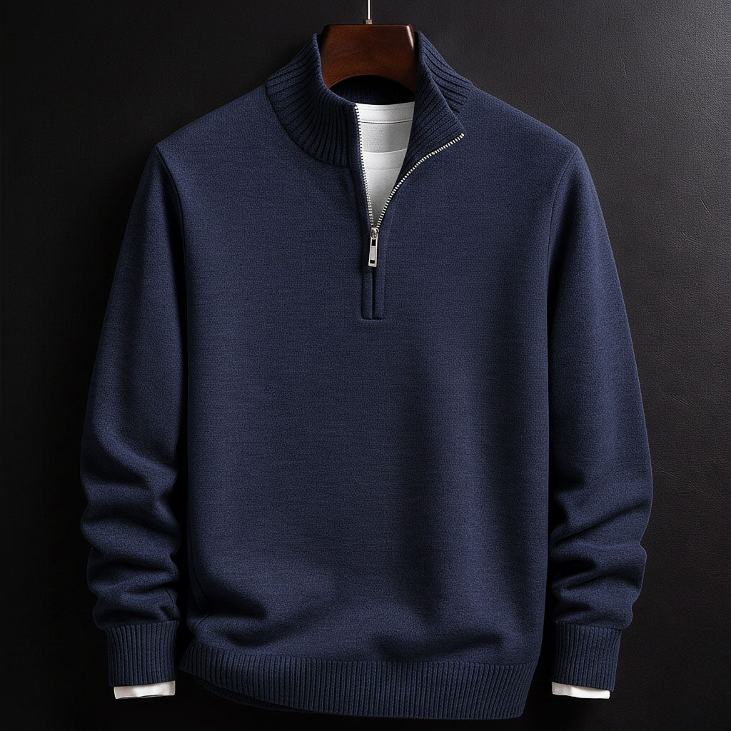 RUGGERI MILANO™ | MAGLIONE SEMI-ZIP ADERENTE A COLLO ALTO