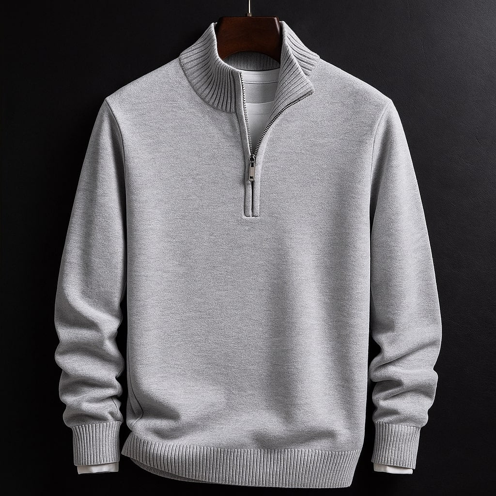 RUGGERI MILANO™ | MAGLIONE SEMI-ZIP ADERENTE A COLLO ALTO