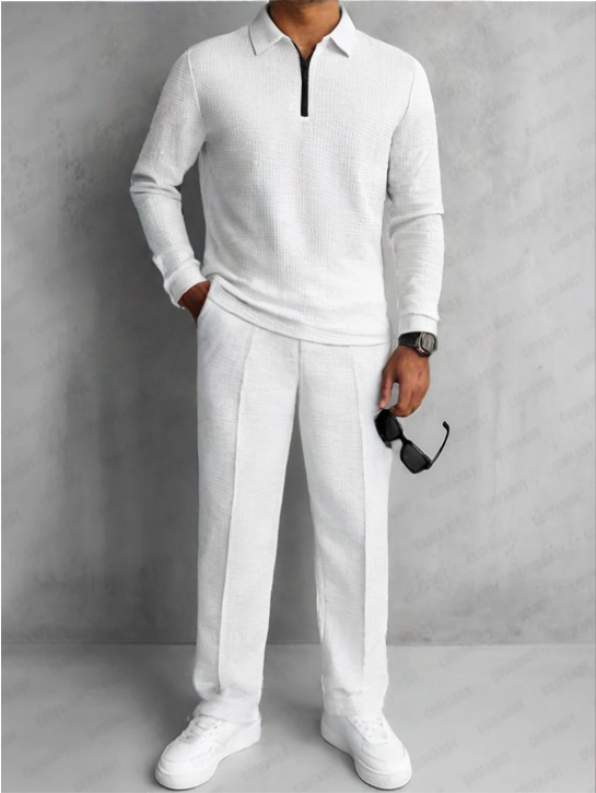 RUGGERI MILANO™ | COMPLETO POLO CON ZIP & PANTALONI AFFUSOLATI