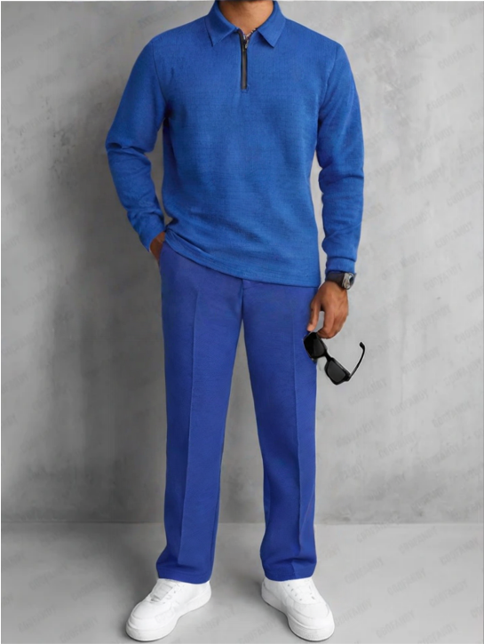 RUGGERI MILANO™ | COMPLETO POLO CON ZIP & PANTALONI AFFUSOLATI