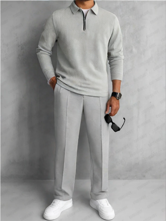 RUGGERI MILANO™ | COMPLETO POLO CON ZIP & PANTALONI AFFUSOLATI