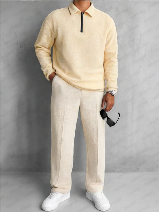 RUGGERI MILANO™ | COMPLETO POLO CON ZIP & PANTALONI AFFUSOLATI