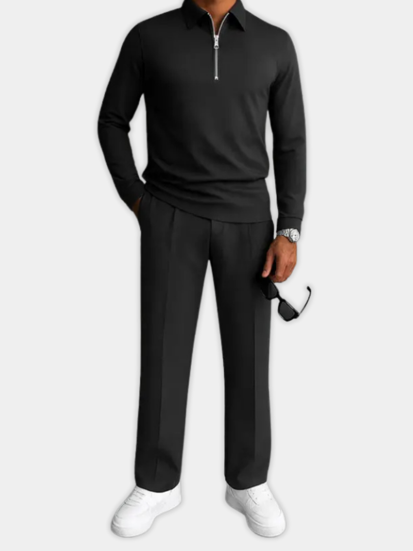 RUGGERI MILANO™ | COMPLETO POLO CON ZIP & PANTALONI AFFUSOLATI