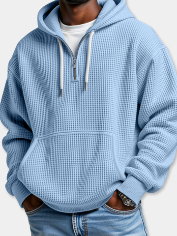 RUGGERI MILANO™ | FELPA TEXTURIZZATA CON CAPPUCCIO E MEZZA ZIP