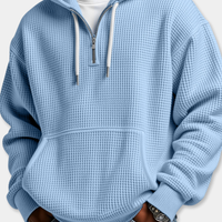 RUGGERI MILANO™ | FELPA TEXTURIZZATA CON CAPPUCCIO E MEZZA ZIP