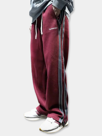 RUGGERI MILANO™ | PANTALONE LARGO DI LUSSO CON DETTAGLIO A RIGHE