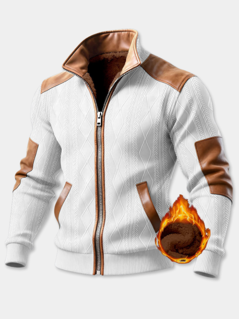 RUGGERI MILANO™ | GIACCA TESTURIZZATA CON ZIP ED INSERTI EFFETTO PELLE