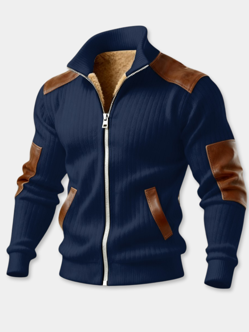 RUGGERI MILANO™ | GIACCA ZIPPATA TEXTURIZZATA CON INSERTI EFFETTO PELLE