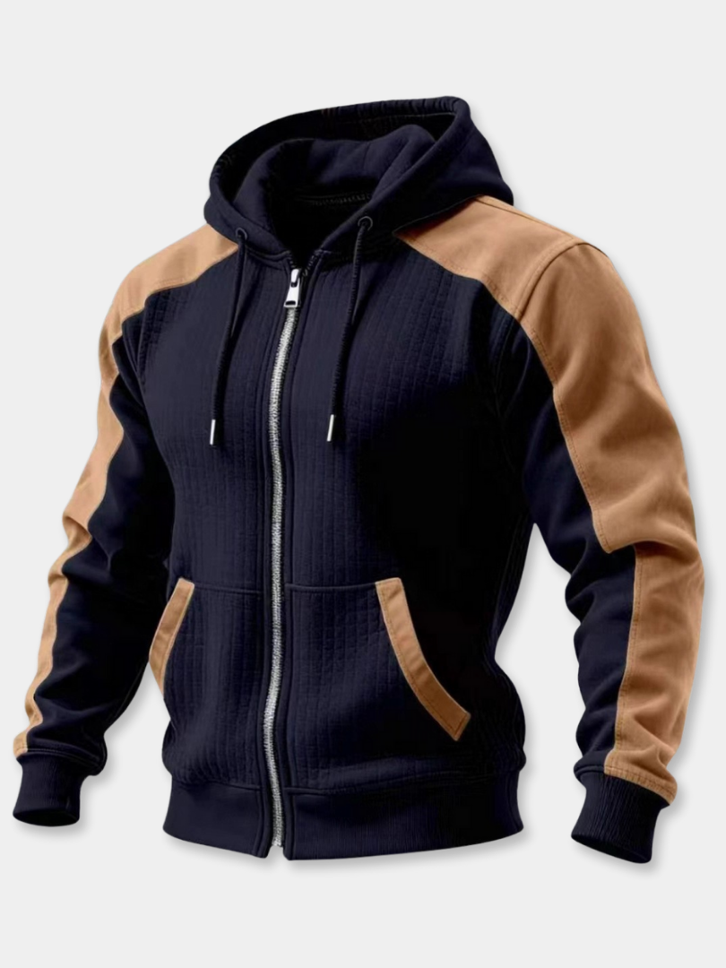 RUGGERI MILANO™ | GIACCA CON CAPPUCCIO ZIPPATA TESTURIZZATA