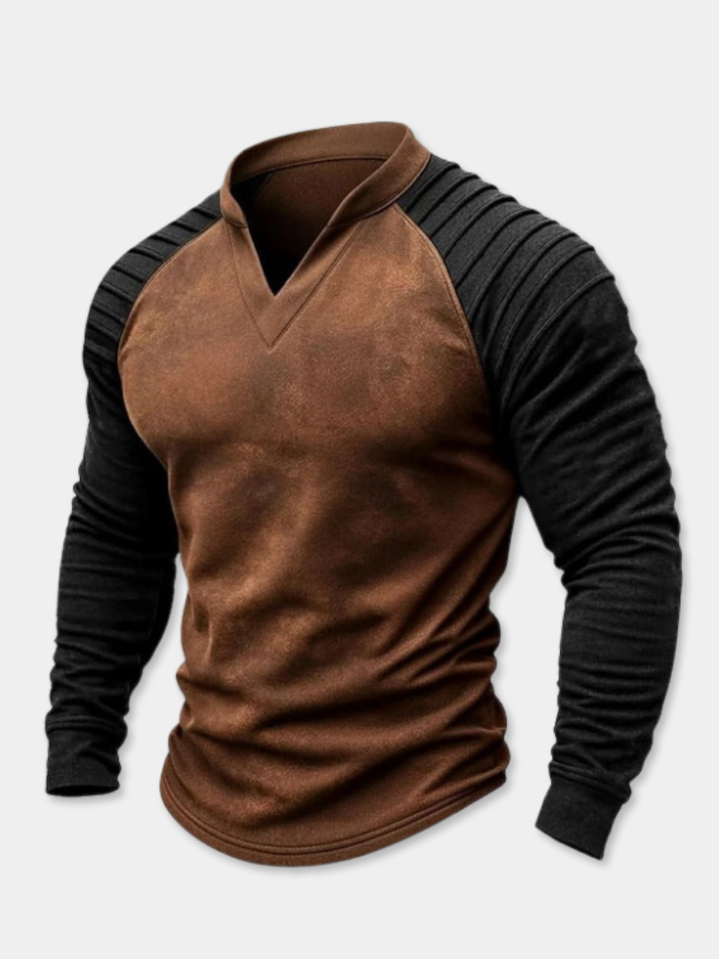 RUGGERI MILANO™ | MAGLIA EFFETTO SCAMOSCIATO CON SPALLE A COSTE E COLLO APERTO