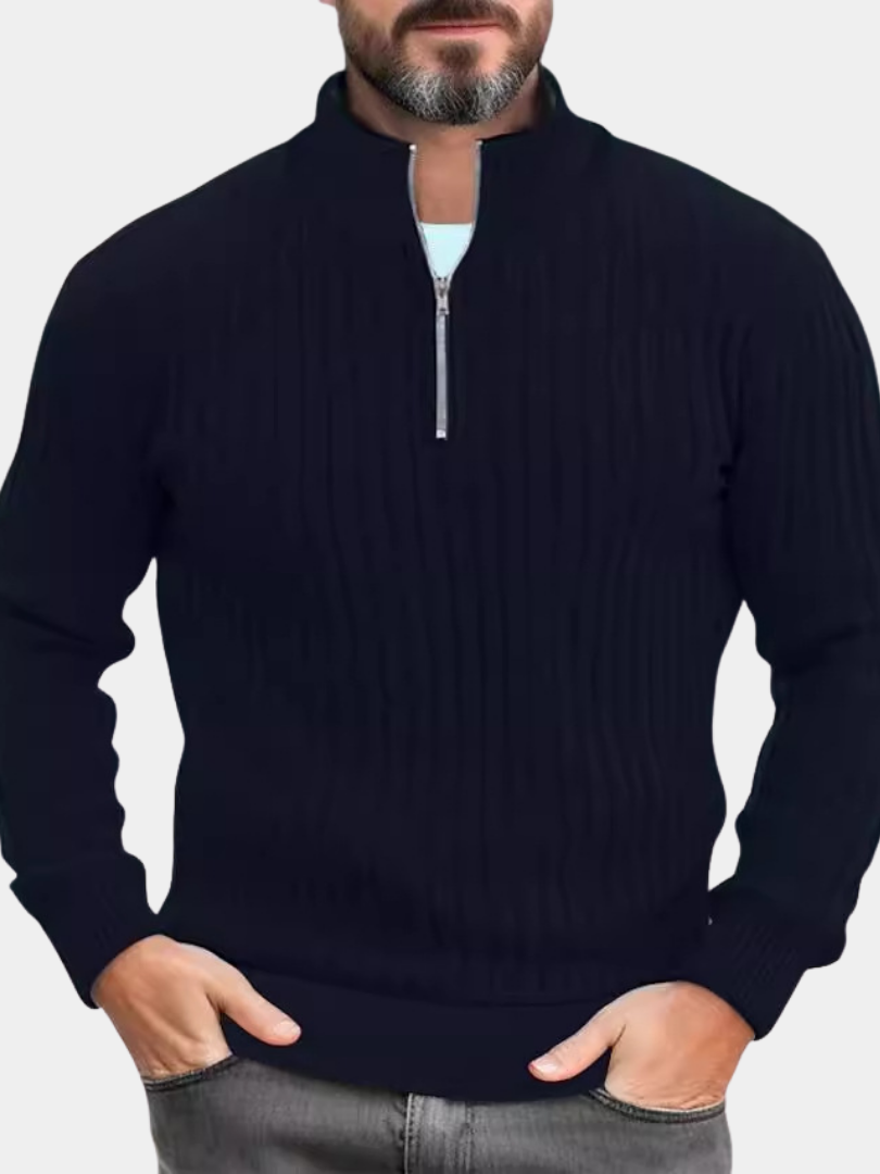 RUGGERI MILANO™ | MAGLIONE RAFFINATO A COLLO MEZZO-ZIP