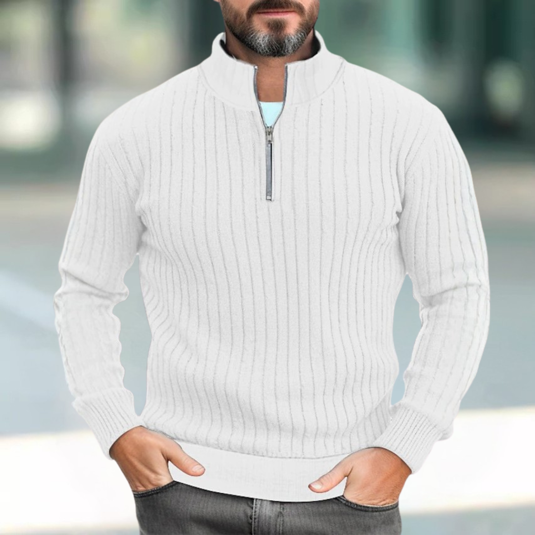 RUGGERI MILANO™ | MAGLIONE RAFFINATO A COLLO MEZZO-ZIP