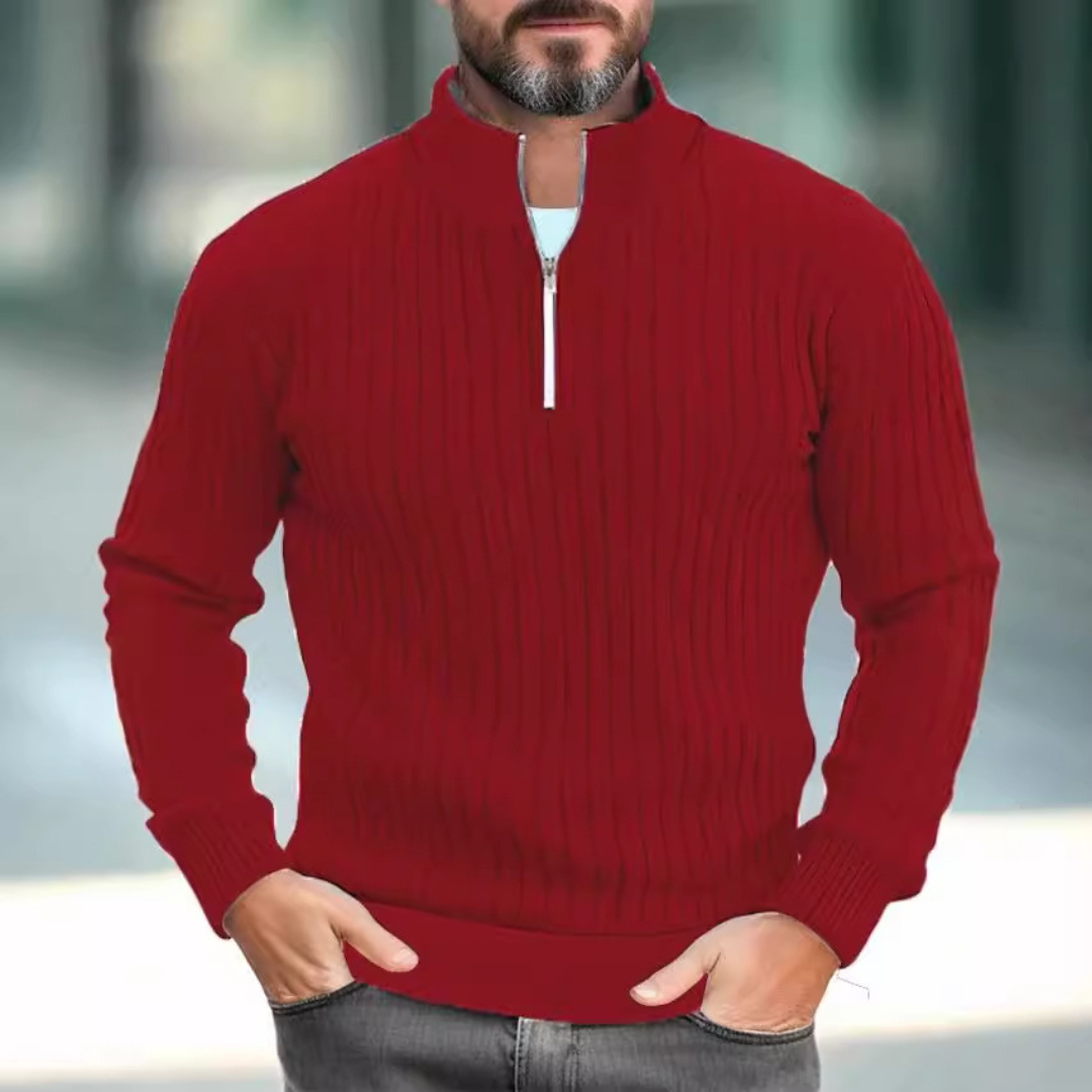 RUGGERI MILANO™ | MAGLIONE RAFFINATO A COLLO MEZZO-ZIP