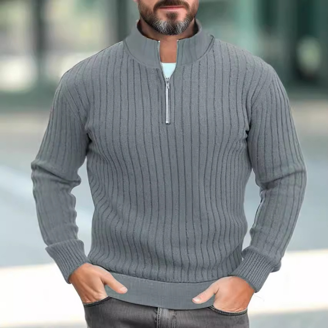 RUGGERI MILANO™ | MAGLIONE RAFFINATO A COLLO MEZZO-ZIP