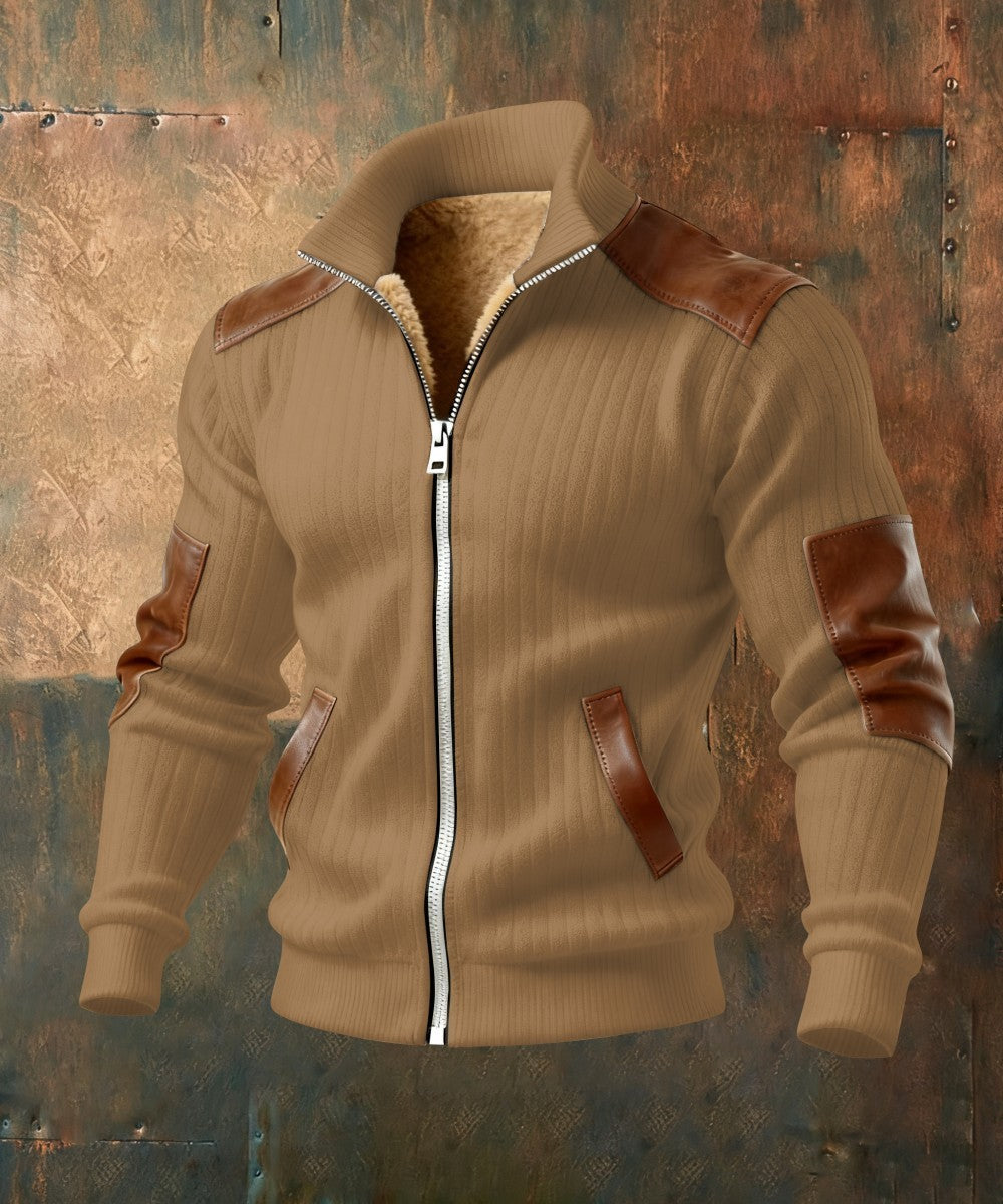 RUGGERI MILANO™ | GIACCA ZIPPATA TEXTURIZZATA CON INSERTI EFFETTO PELLE