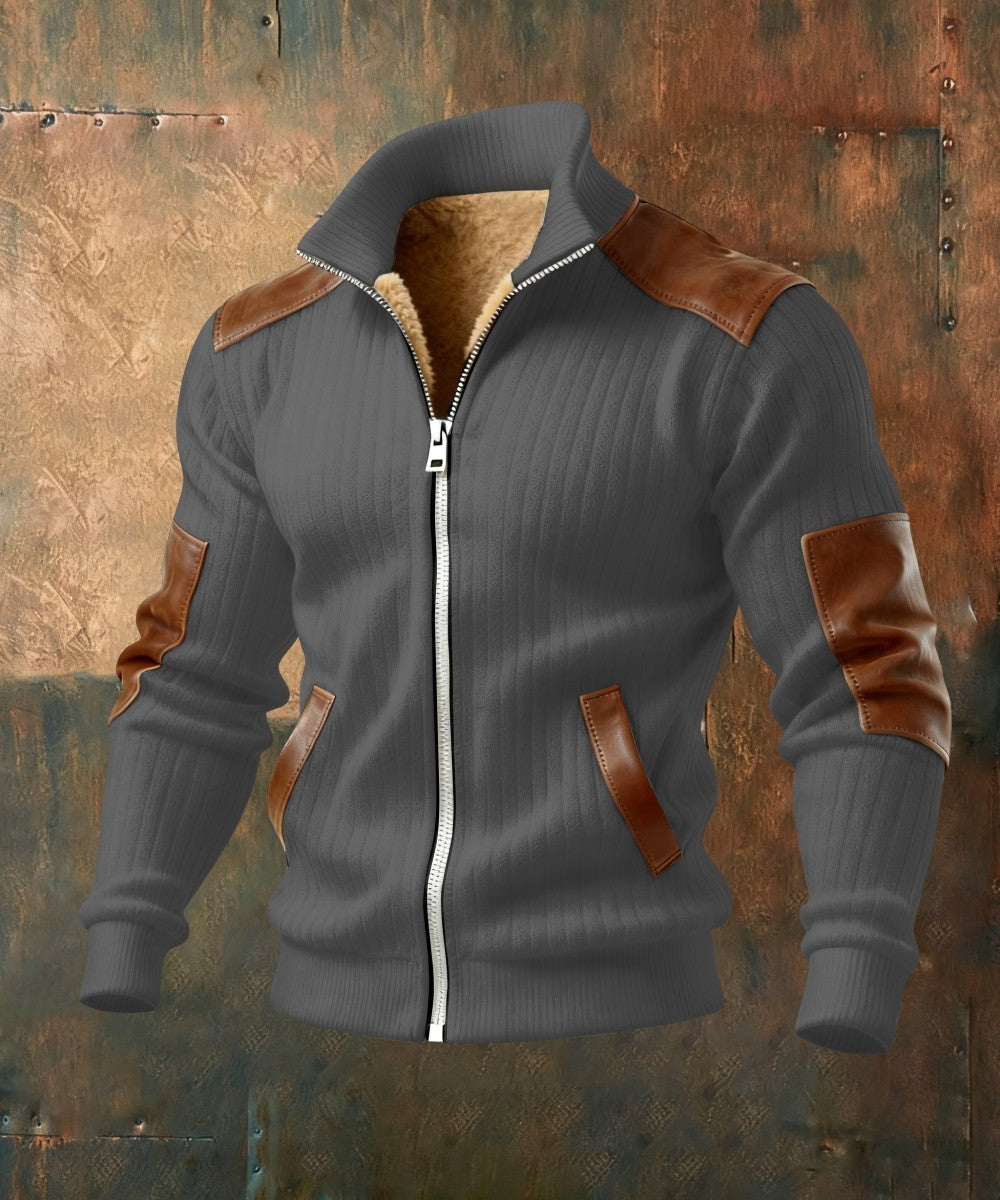 RUGGERI MILANO™ | GIACCA ZIPPATA TEXTURIZZATA CON INSERTI EFFETTO PELLE