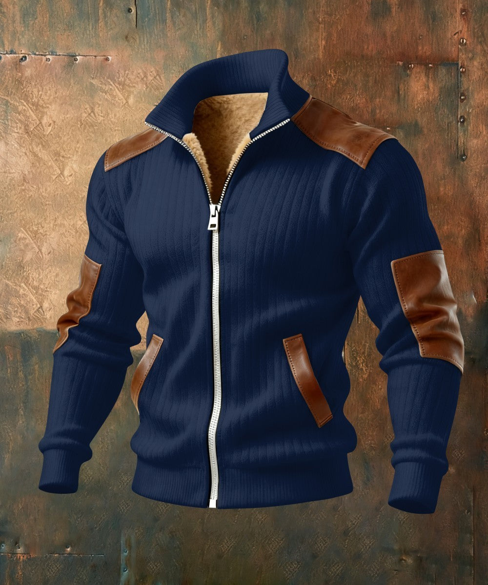 RUGGERI MILANO™ | GIACCA ZIPPATA TEXTURIZZATA CON INSERTI EFFETTO PELLE