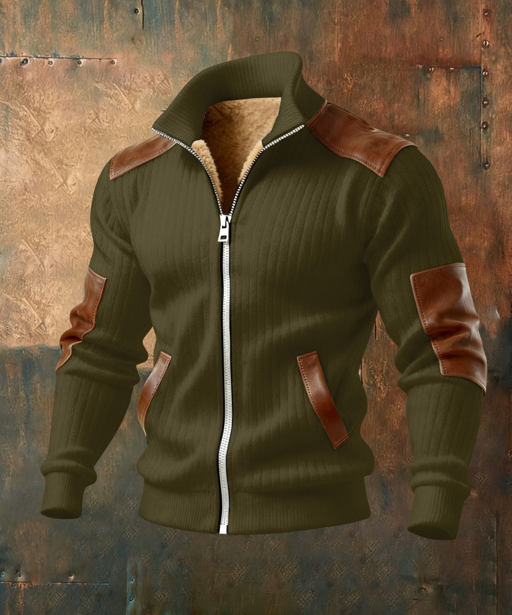 RUGGERI MILANO™ | GIACCA ZIPPATA TEXTURIZZATA CON INSERTI EFFETTO PELLE