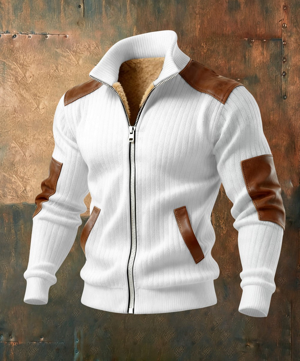 RUGGERI MILANO™ | GIACCA ZIPPATA TEXTURIZZATA CON INSERTI EFFETTO PELLE