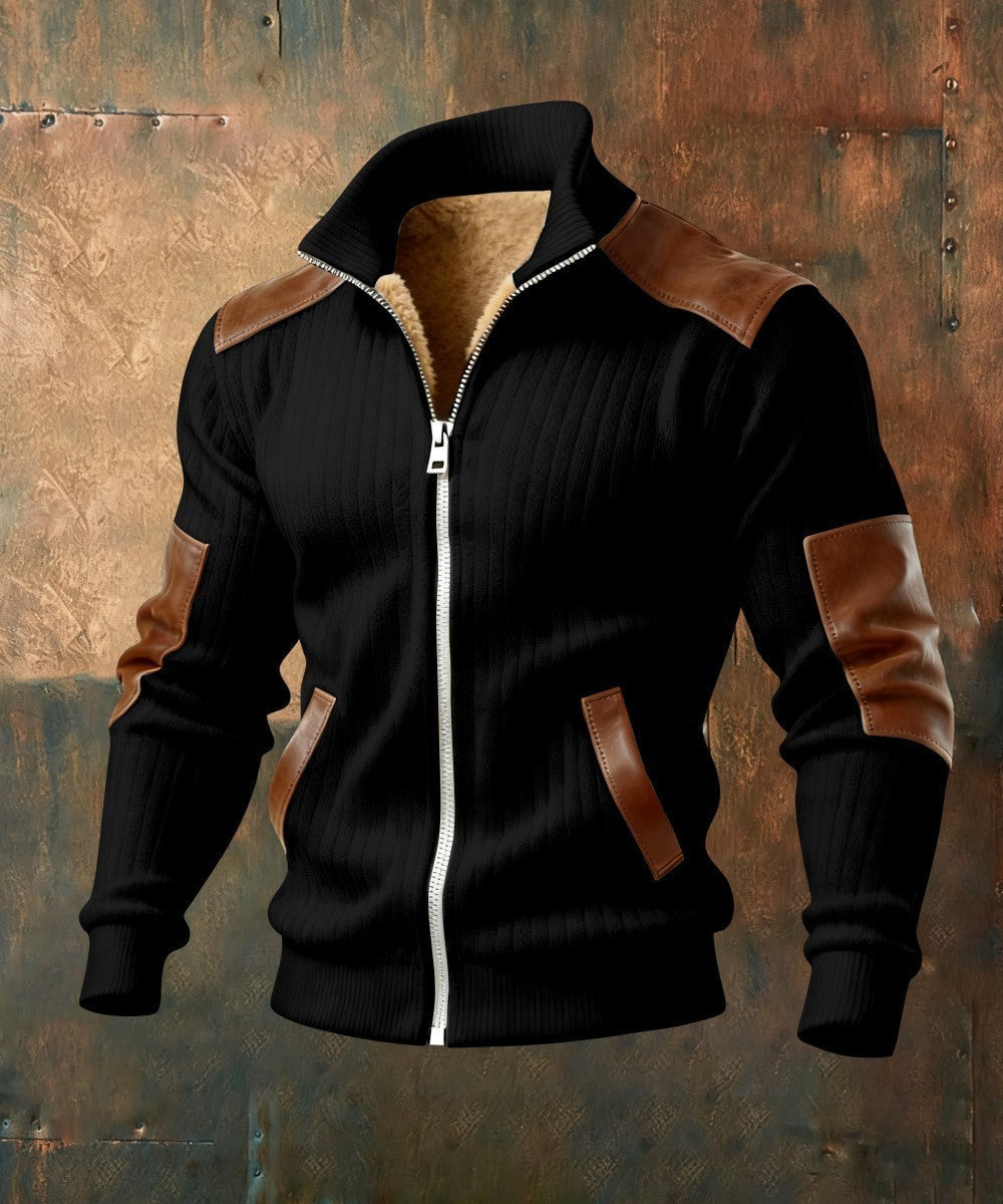 RUGGERI MILANO™ | GIACCA ZIPPATA TEXTURIZZATA CON INSERTI EFFETTO PELLE