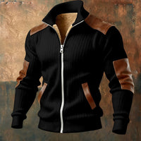 RUGGERI MILANO™ | GIACCA ZIPPATA TEXTURIZZATA CON INSERTI EFFETTO PELLE