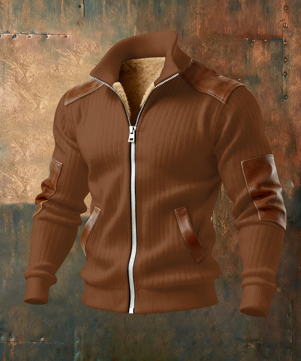 RUGGERI MILANO™ | GIACCA ZIPPATA TEXTURIZZATA CON INSERTI EFFETTO PELLE