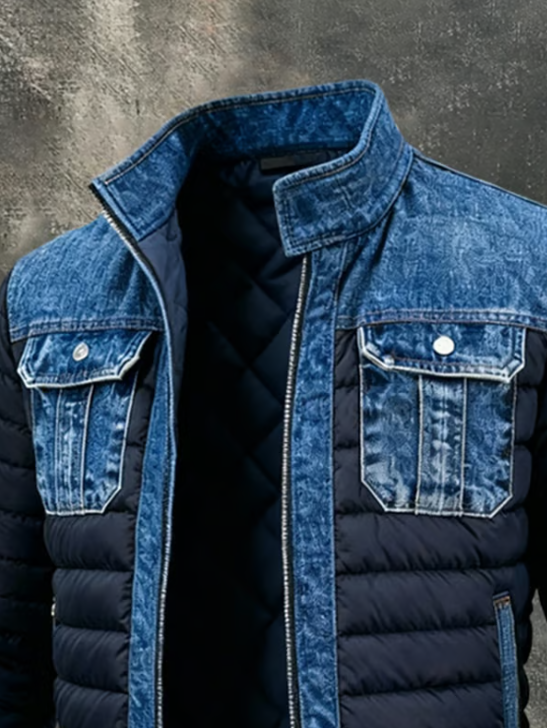 RUGGERI MILANO™ | GIACCA IMBOTTITA CON DETTAGLI IN DENIM RAFFINATI