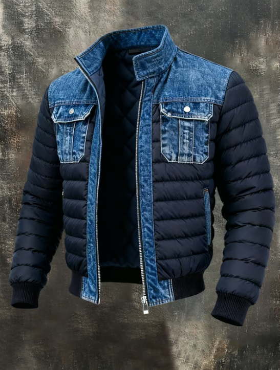RUGGERI MILANO™ | GIACCA IMBOTTITA CON DETTAGLI IN DENIM RAFFINATI