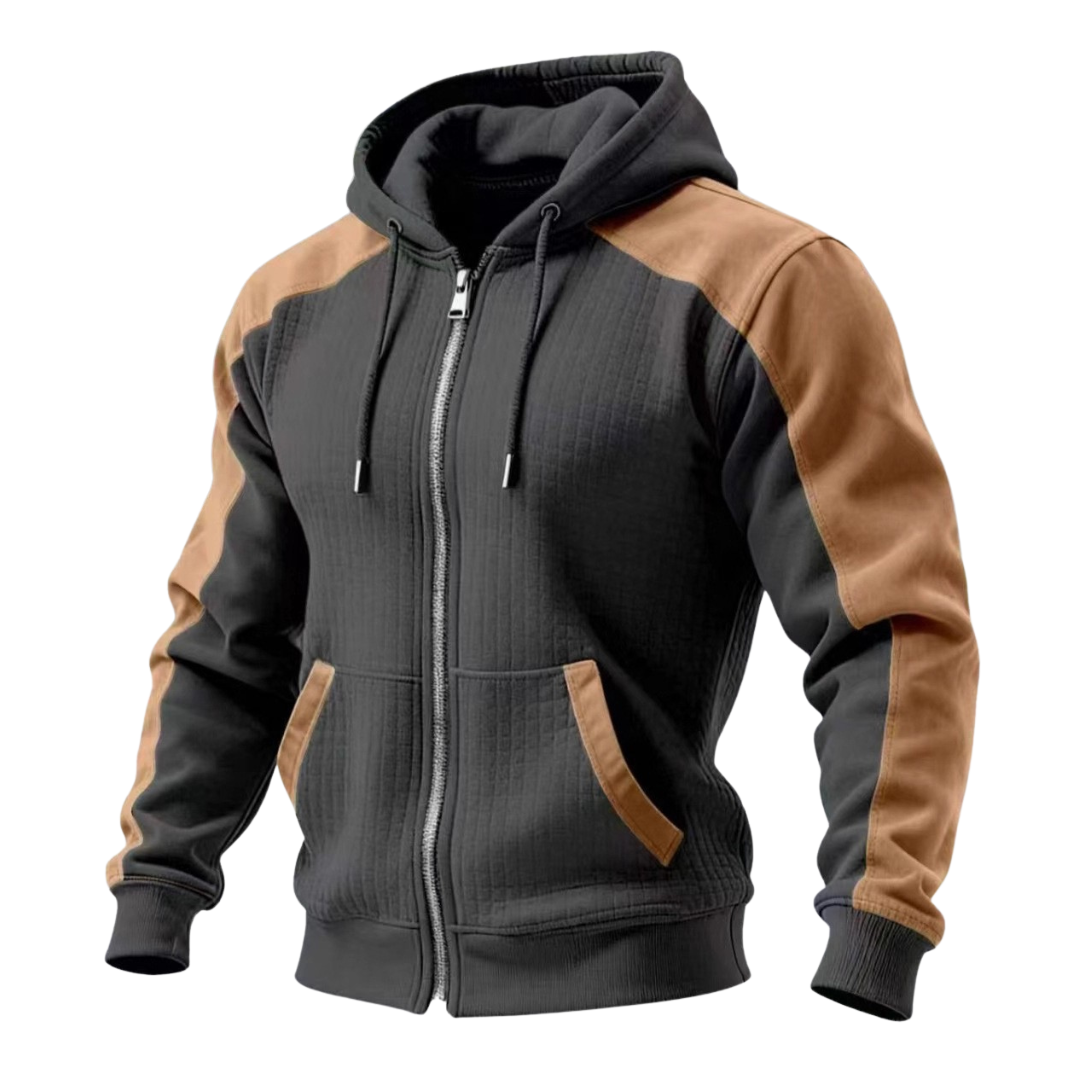 RUGGERI MILANO™ | GIACCA CON CAPPUCCIO ZIPPATA TESTURIZZATA