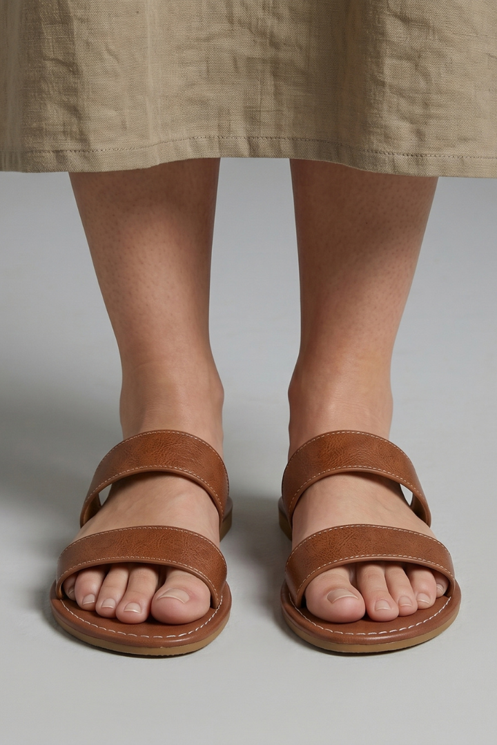 Women's Leather Sandals with Open Toe and EVA Sole