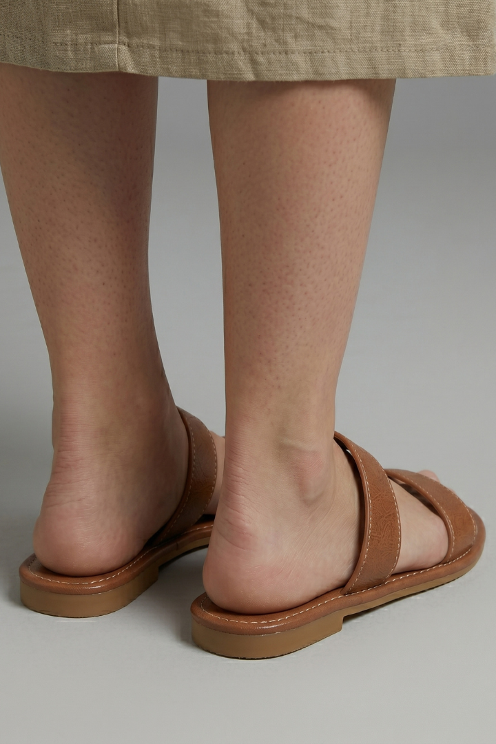 Women's Leather Sandals with Open Toe and EVA Sole