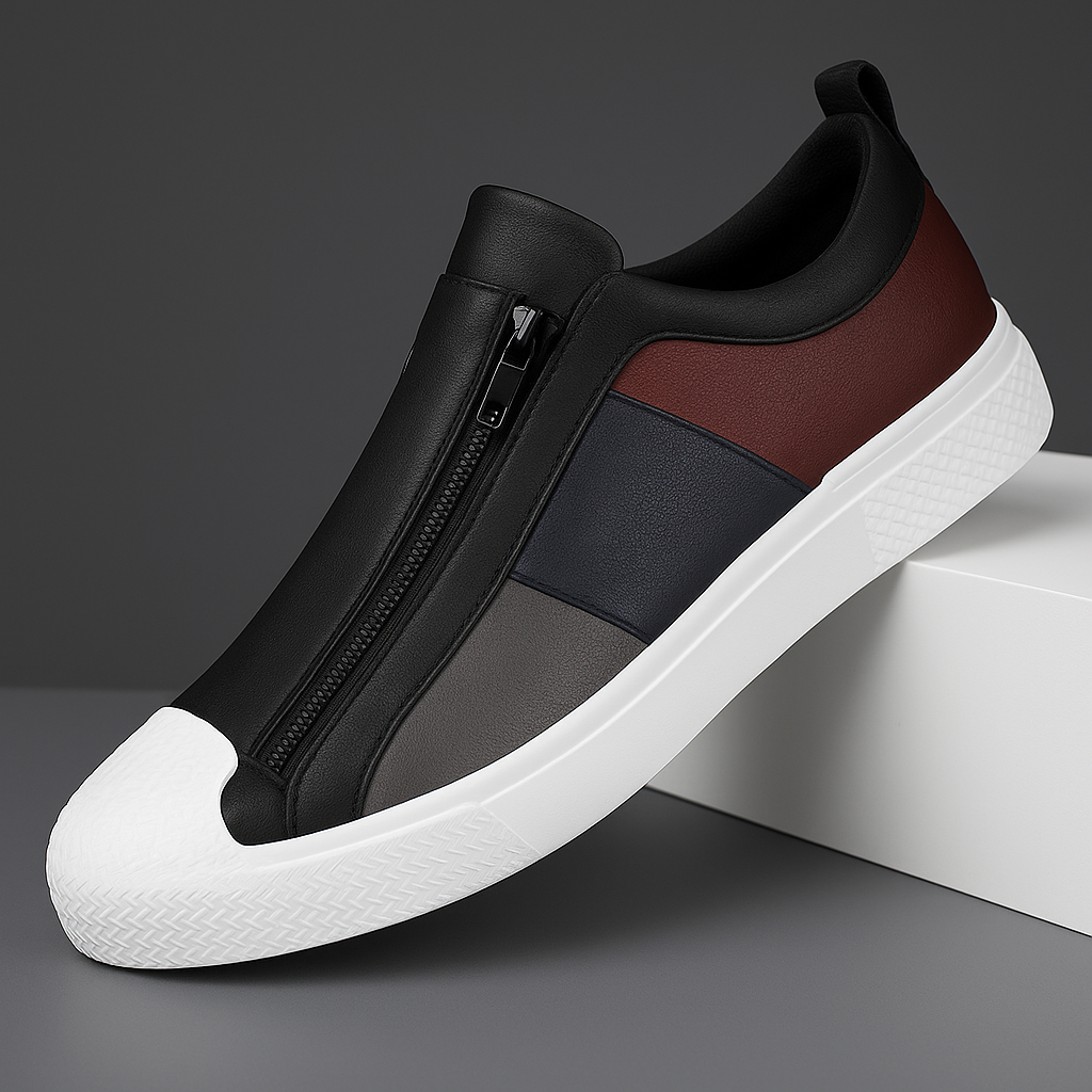 RUGGERI MILANO™ | SNEAKERS IN PELLE CON ZIP LATERALE